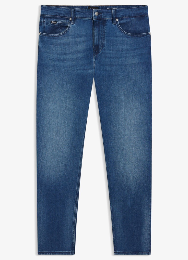 BOSS Heren H-Re.Maine straight leg jeans met medium wassing in de kleur Indigo