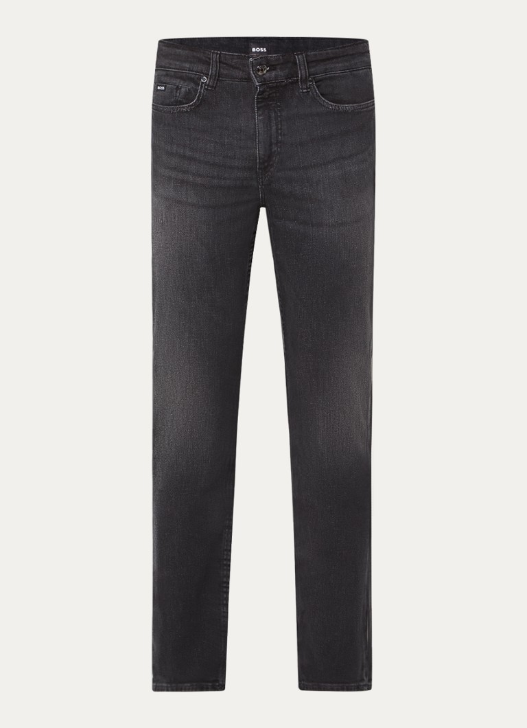 BOSS Heren H-Delaware slim fit jeans met gekleurde wassing in de kleur Donkergrijs