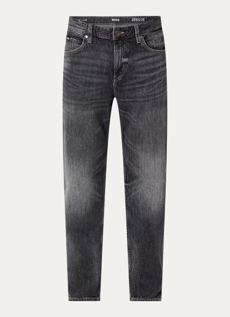 BOSS Heren C-Re.Maine straight leg jeans met gekleurde wassing in de kleur Antraciet