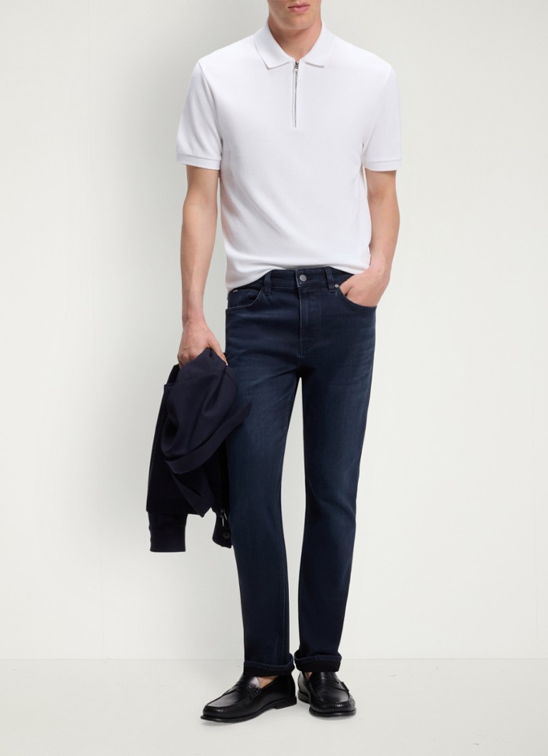 BOSS Heren Slim fit jeans in katoenblend in de kleur Dark Blue-403 / Blauw