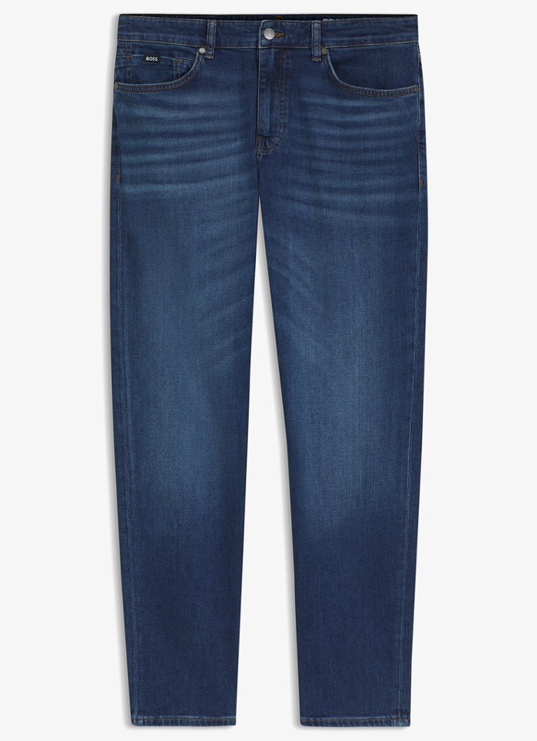 BOSS Heren Maine regular fit jeans met donkere wassing in de kleur Indigo