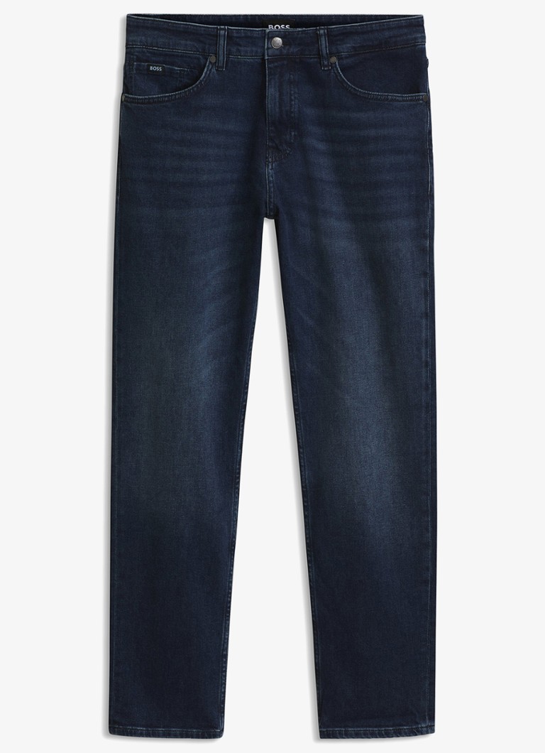 BOSS Heren Straight fit jeans met medium wassing in de kleur Denim
