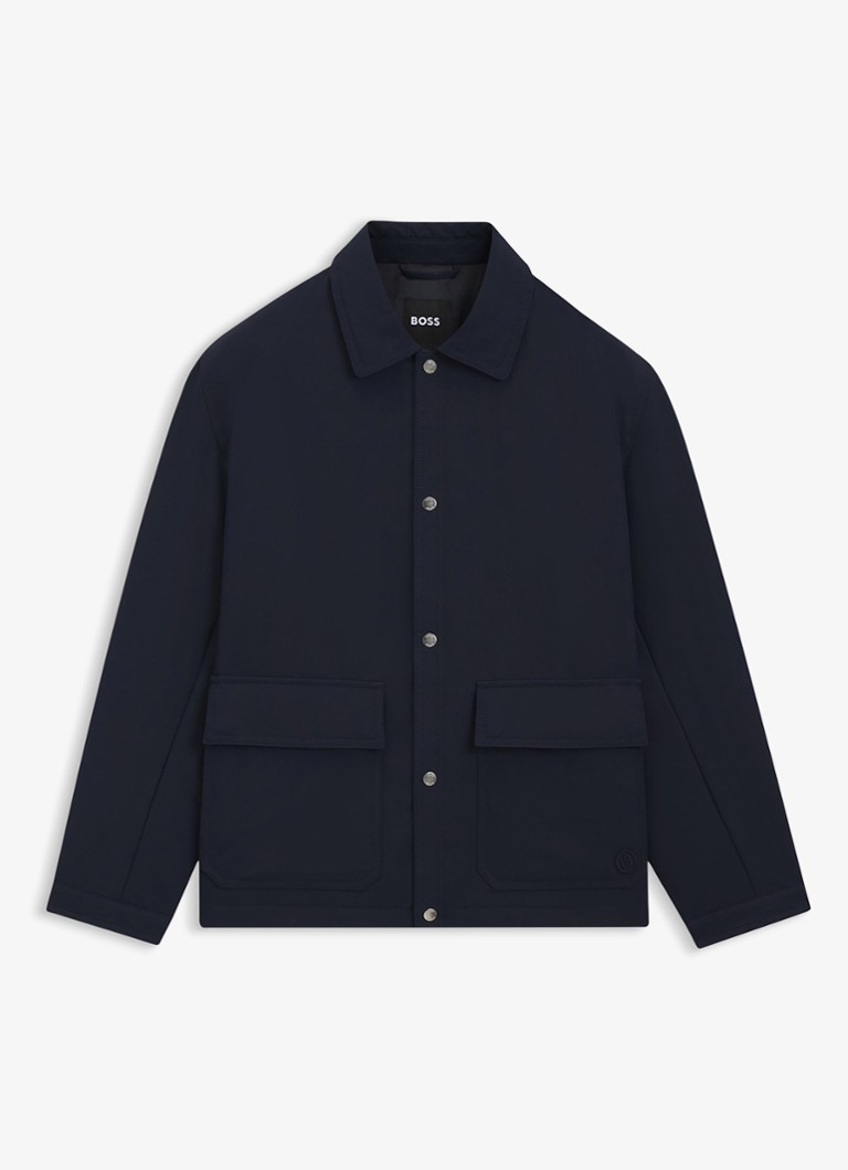 BOSS Heren Jack met klepzakken en kraag in de kleur Donkerblauw