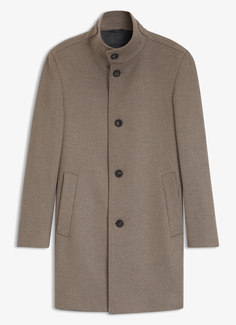 BOSS Heren Mantel met steekzakken in de kleur Open Brown-240 / Bruin