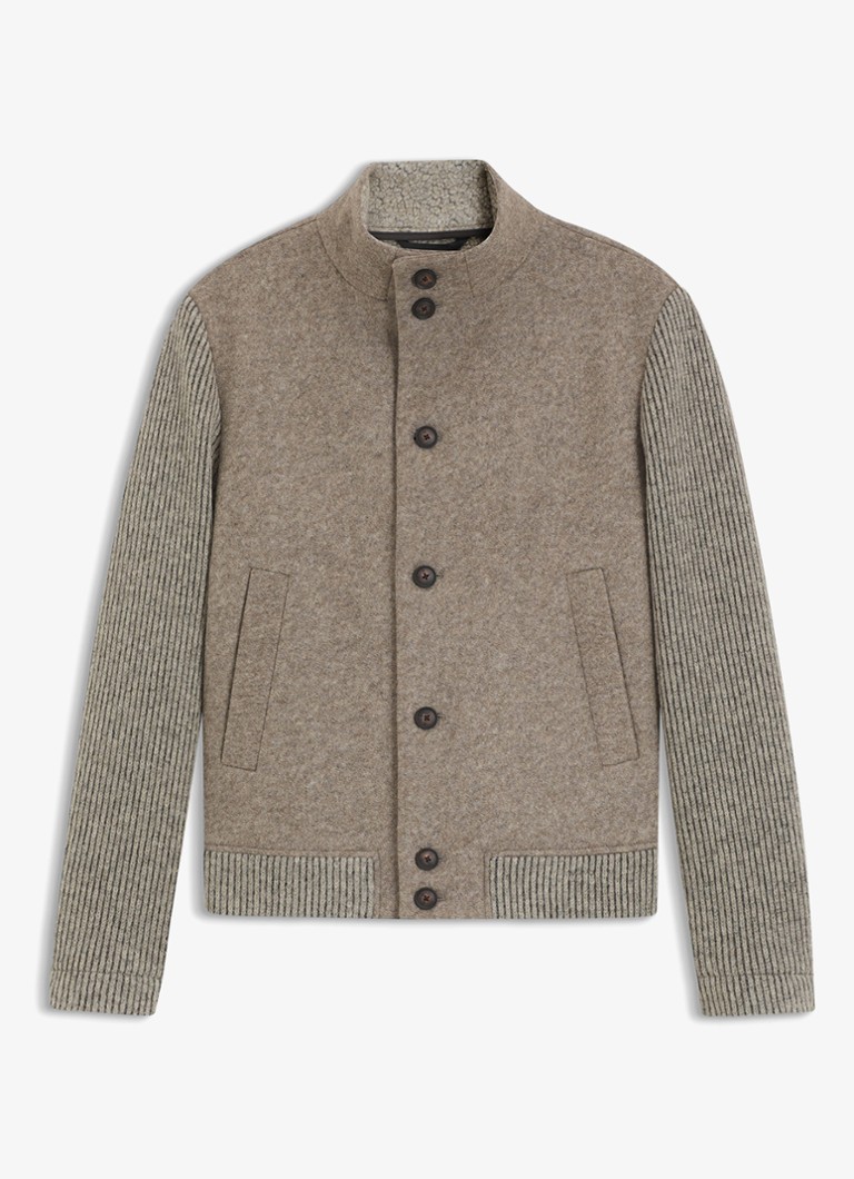 BOSS Heren Baseball jack met steekzakken in de kleur Open Brown-240 / Bruin