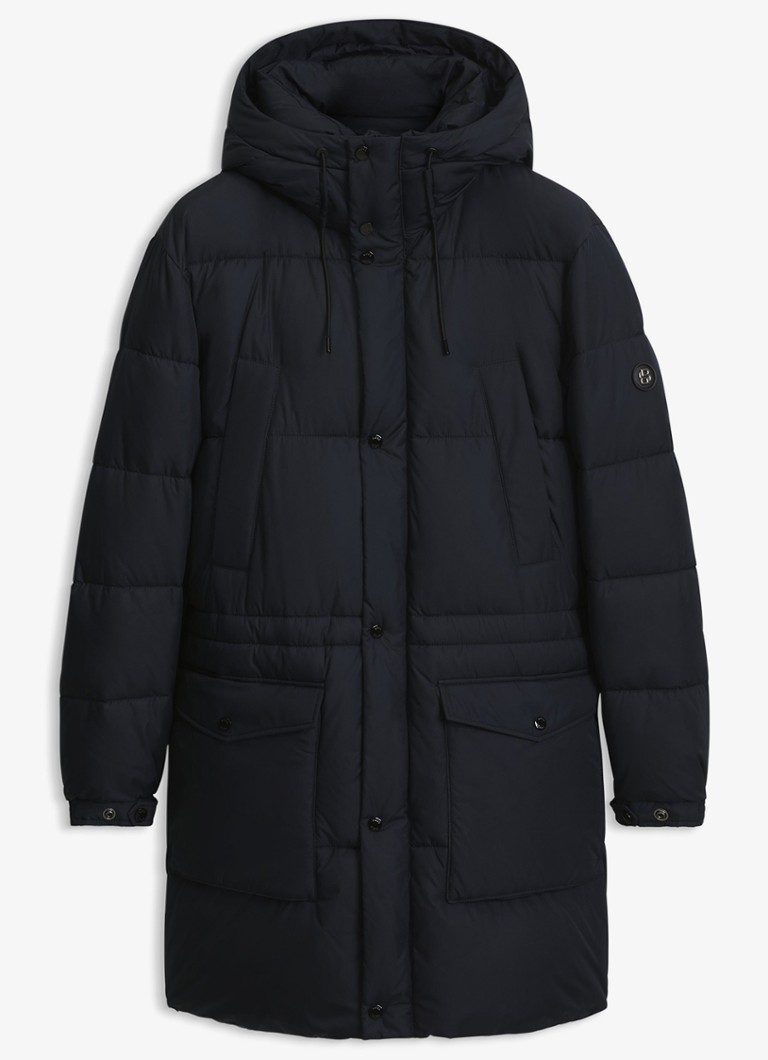 BOSS Heren Puffer jas met capuchon in de kleur Blauw