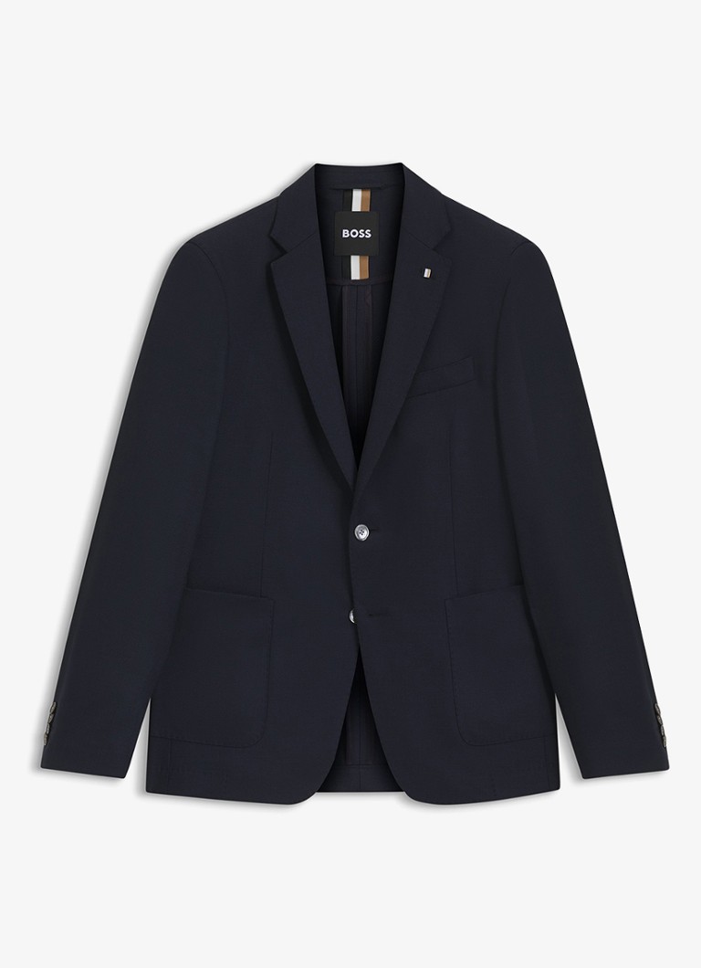BOSS Heren Slim fit colbert in wolblend in de kleur Blauw