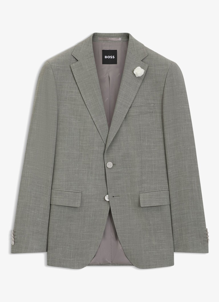 BOSS Heren Slim fit colbert in wolblend met klepzakken in de kleur Grijs