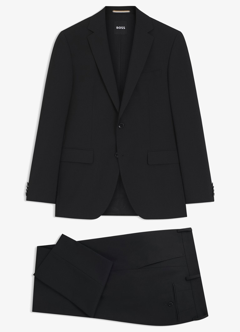 BOSS Heren H-Jeckson regular fit 2-delig pak in scheerwolblend in de kleur Zwart