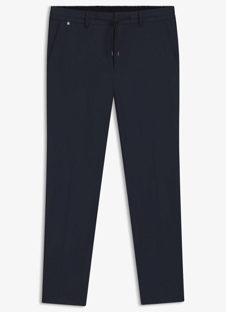 BOSS Heren Slim fit pantalon met trekkoord in de kleur Donkerblauw