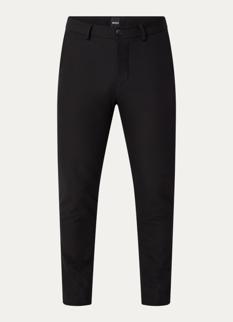 BOSS Heren Slim-fit broek van een katoenmix met stretch in de kleur Zwart
