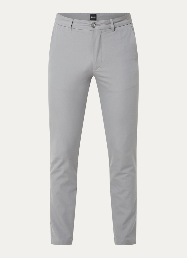 BOSS Heren Slim-fit broek van een katoenmix met stretch in de kleur Grijs