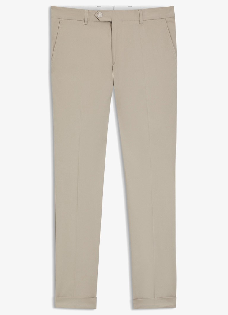 BOSS Heren Slim-fit broek van wasbaar stretchkatoen in de kleur Beige