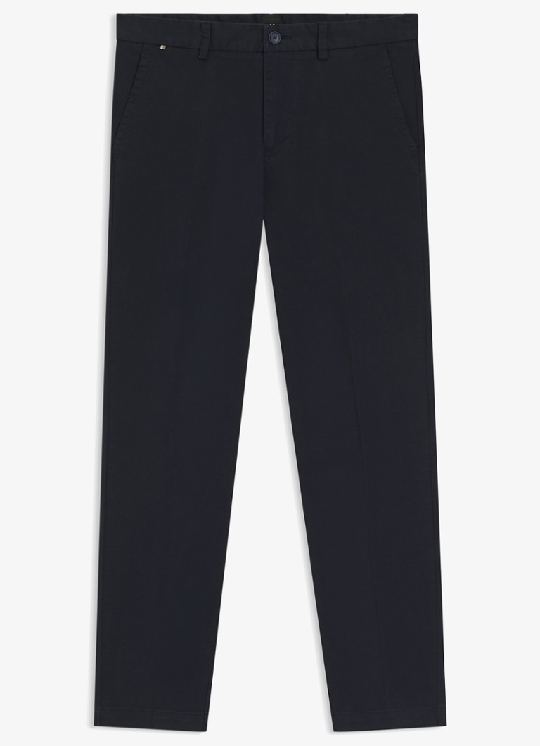 BOSS Heren Tapered fit chino in katoenblend in de kleur Blauw