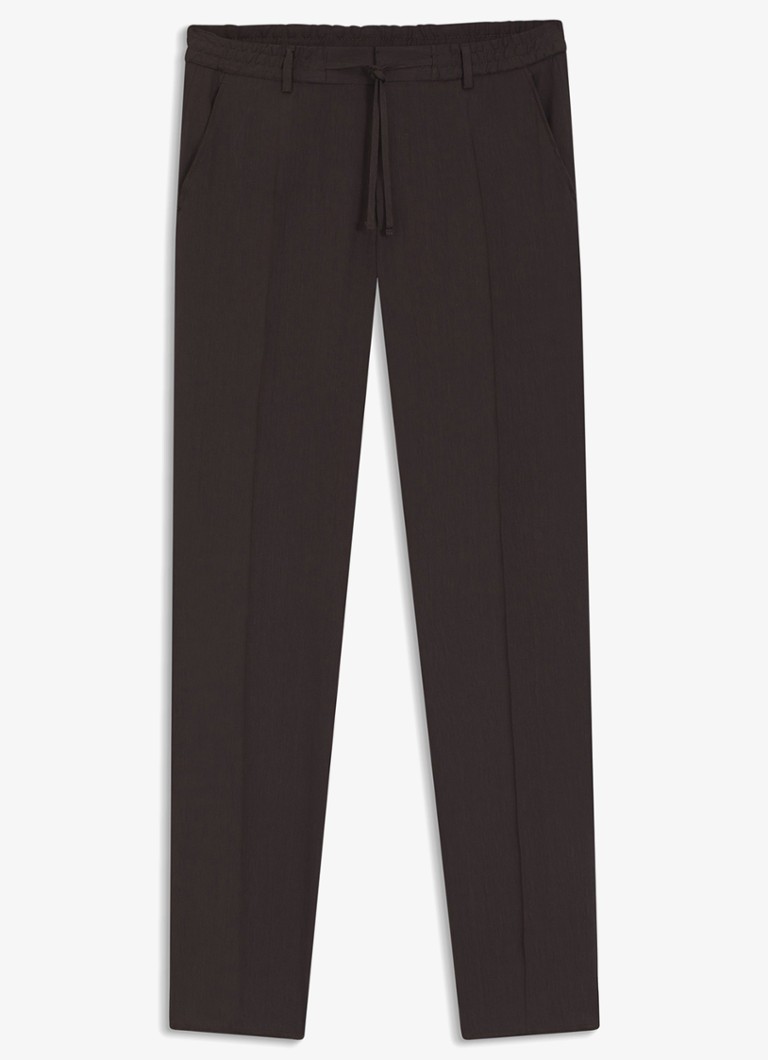 BOSS Heren Tapered fit chino in linnenblend in de kleur Donkerbruin