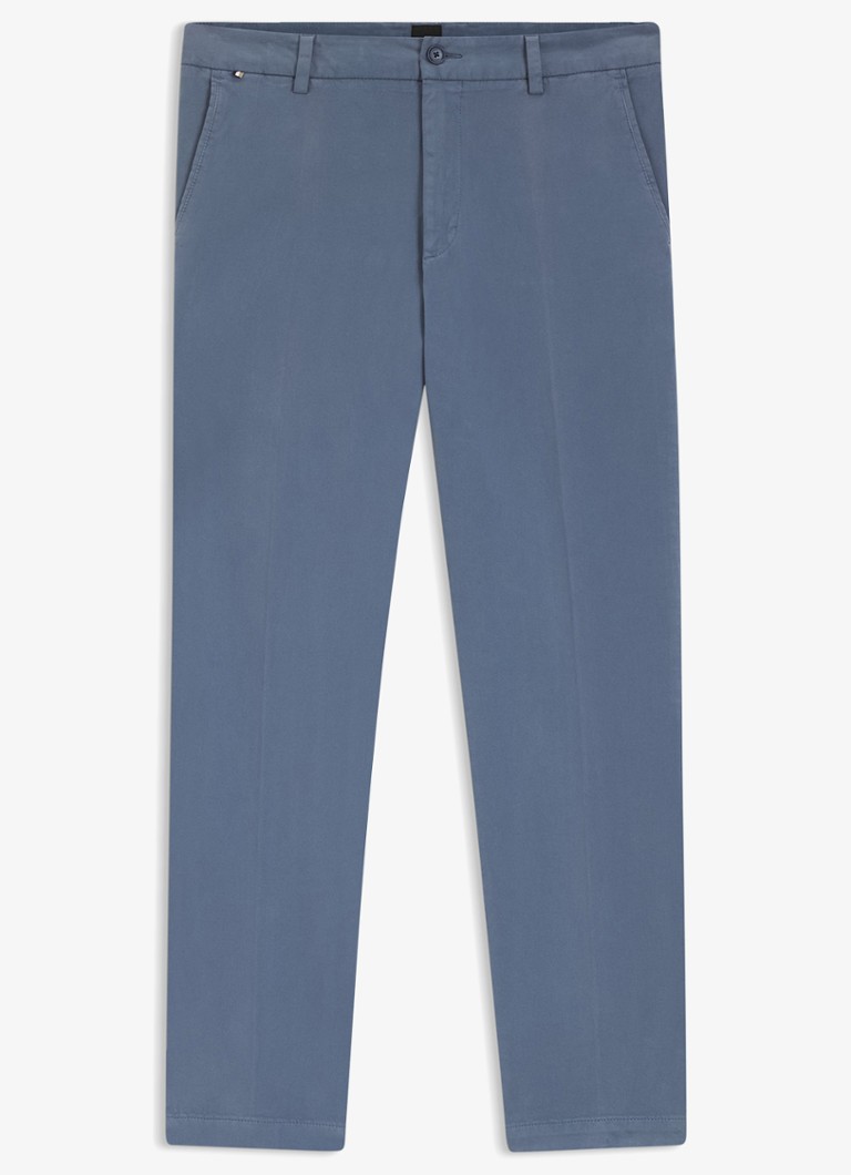 BOSS Heren Straight fit chino met stretch in de kleur Open Blue-466 / Blauw