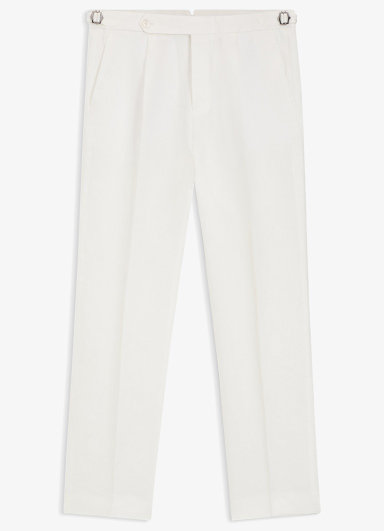 BOSS Heren Straight fit pantalon in linnenblend met steekzakken in de kleur Wit