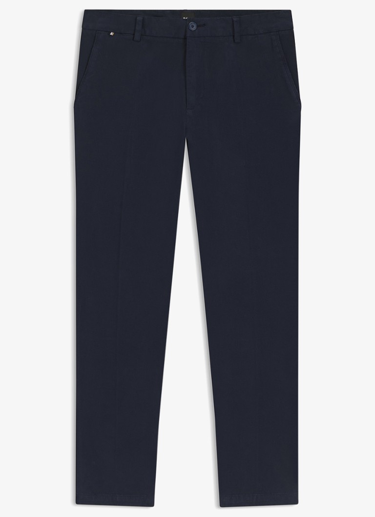 BOSS Heren Straight fit chino met stretch in de kleur Dark Blue-404 / Blauw