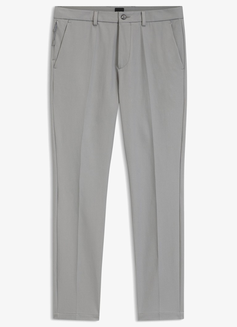 BOSS Heren Slim-fit broek van een katoenmix met stretch in de kleur Open Grey-079