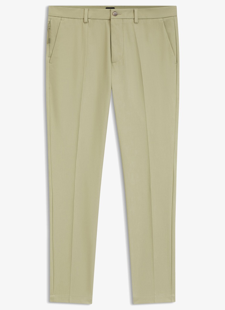 BOSS Heren Slim-fit broek van een katoenmix met stretch in de kleur Dark Beige-254