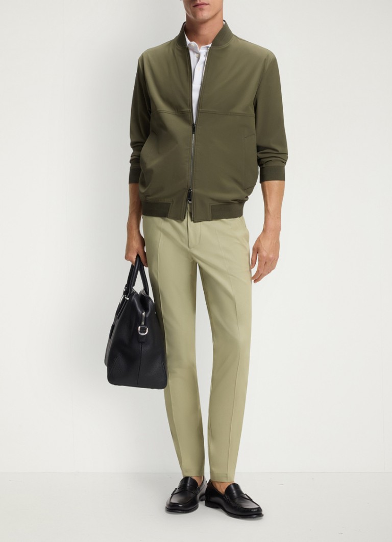 BOSS Heren Slim-fit broek van een katoenmix met stretch in de kleur Dark Beige-254 / Beige