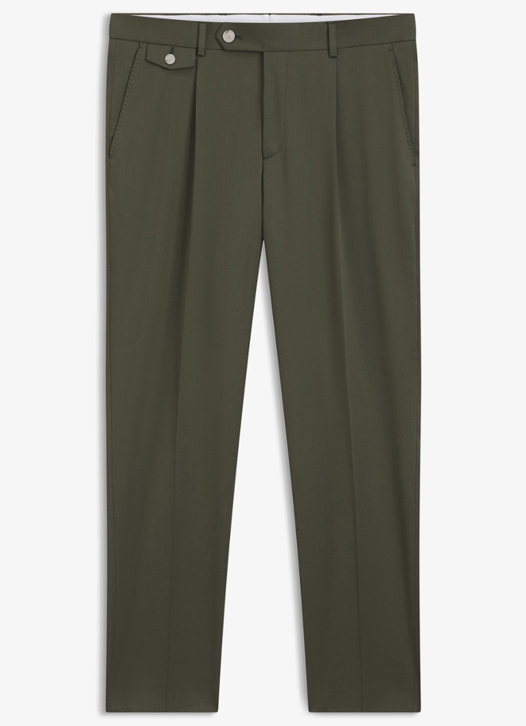 BOSS Heren Tapered fit pantalon in katoenblend in de kleur Legergroen