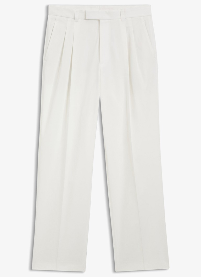 BOSS Heren Straight fit pantalon in katoenblend in de kleur Wit