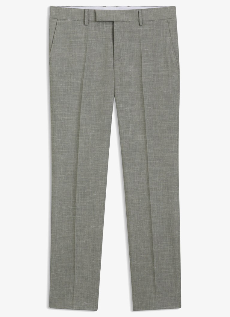 BOSS Heren Slim fit pantalon met gemêleerd dessin in de kleur Lindegroen