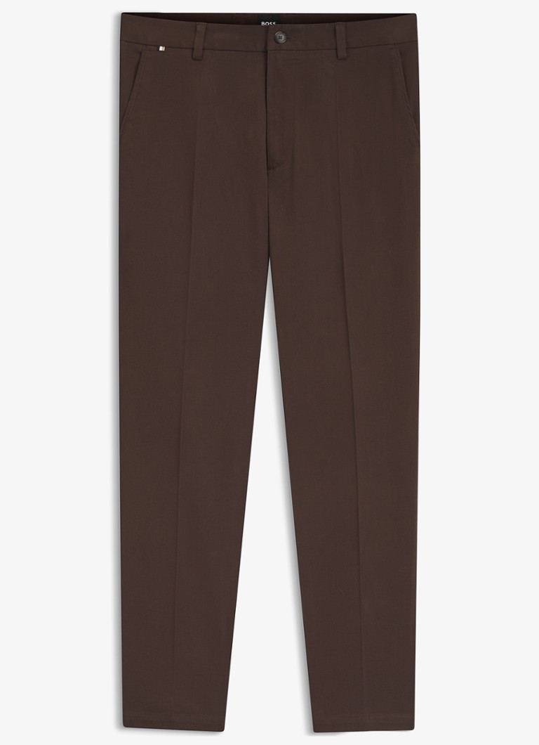 BOSS Heren Regular fit pantalon met steekzakken in de kleur Dark Brown-209 / Bruin