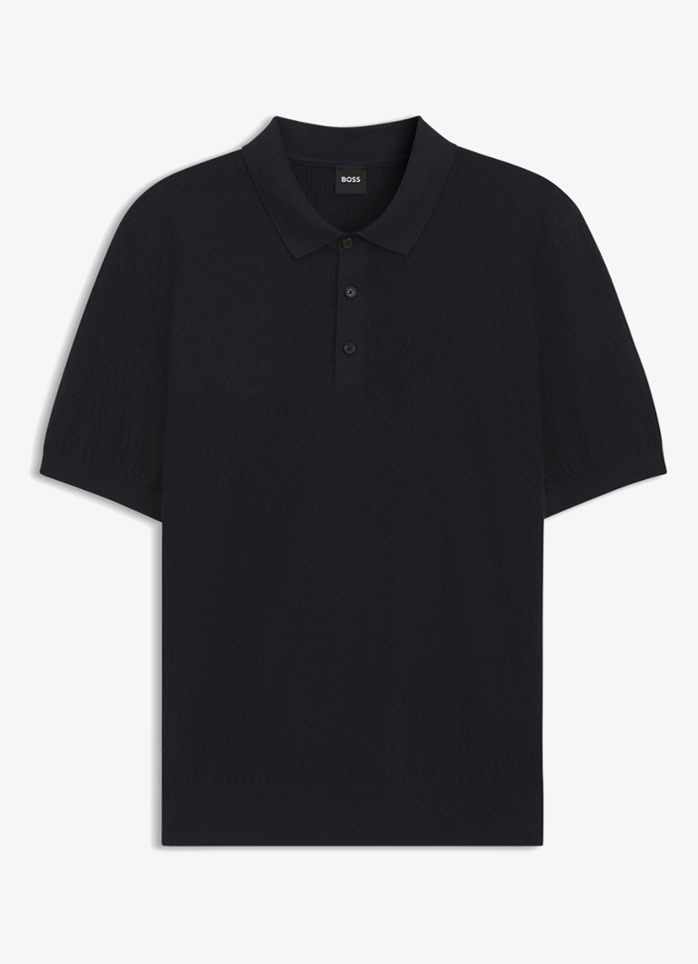 BOSS Heren Fijngebreide trui met polokraag in de kleur Blauw