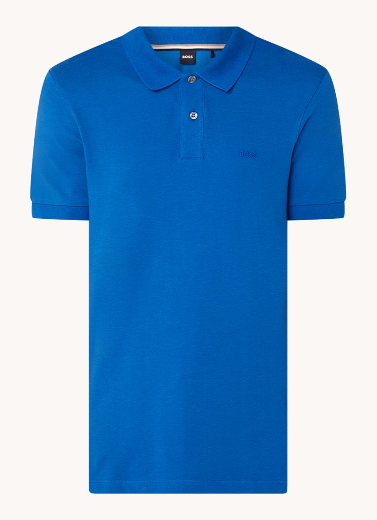 BOSS Heren Pallas regular fit polo van piqué katoen in de kleur Blauw