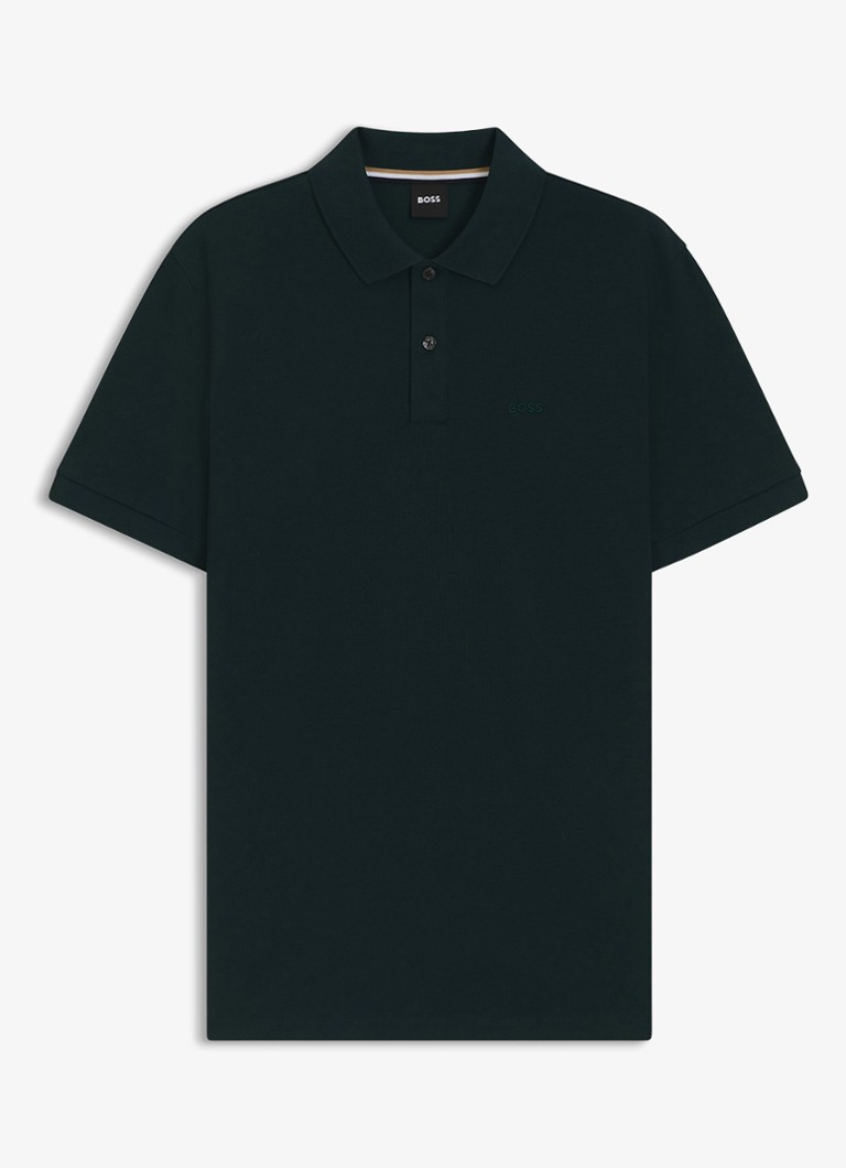 BOSS Heren Pallas regular fit polo van piqué katoen in de kleur Donkergroen