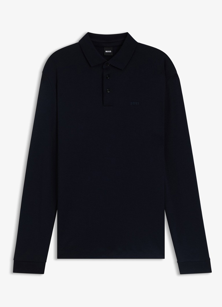 BOSS Heren Regular fit polo van katoen in de kleur Donkerblauw