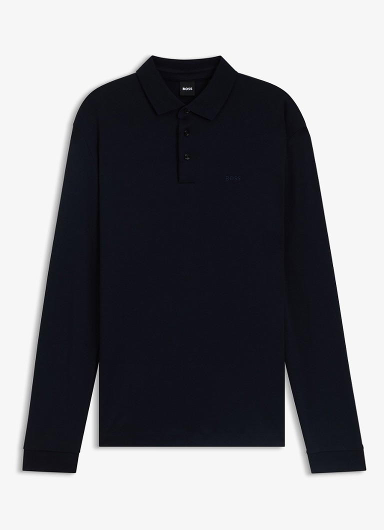 BOSS Heren Regular fit polo van katoen in de kleur Donkerblauw