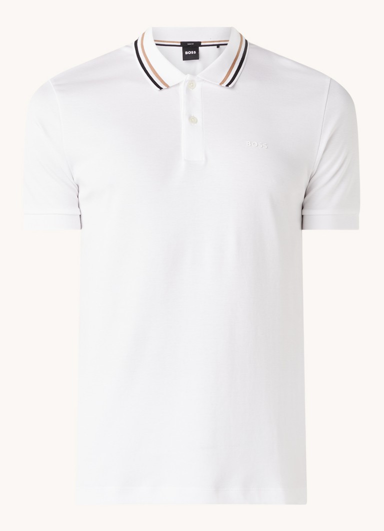 BOSS Heren Penrose slim fit polo met logo in de kleur Wit