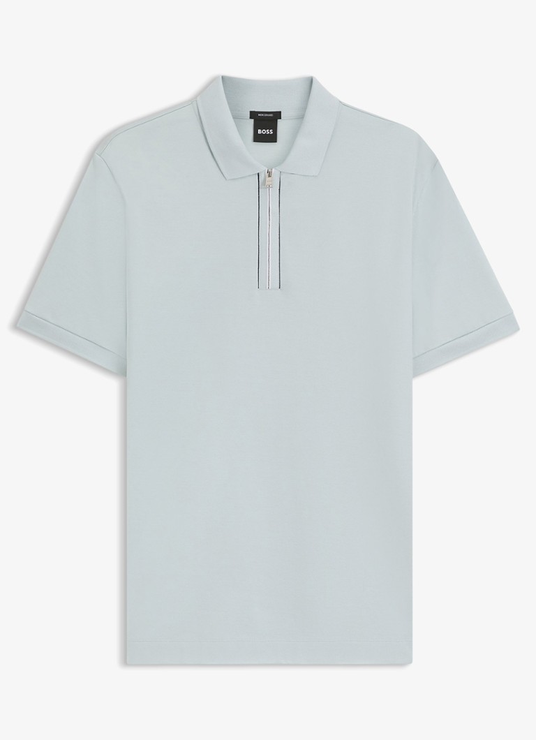 BOSS Heren Regular fit polo met halve rits in de kleur Staalblauw