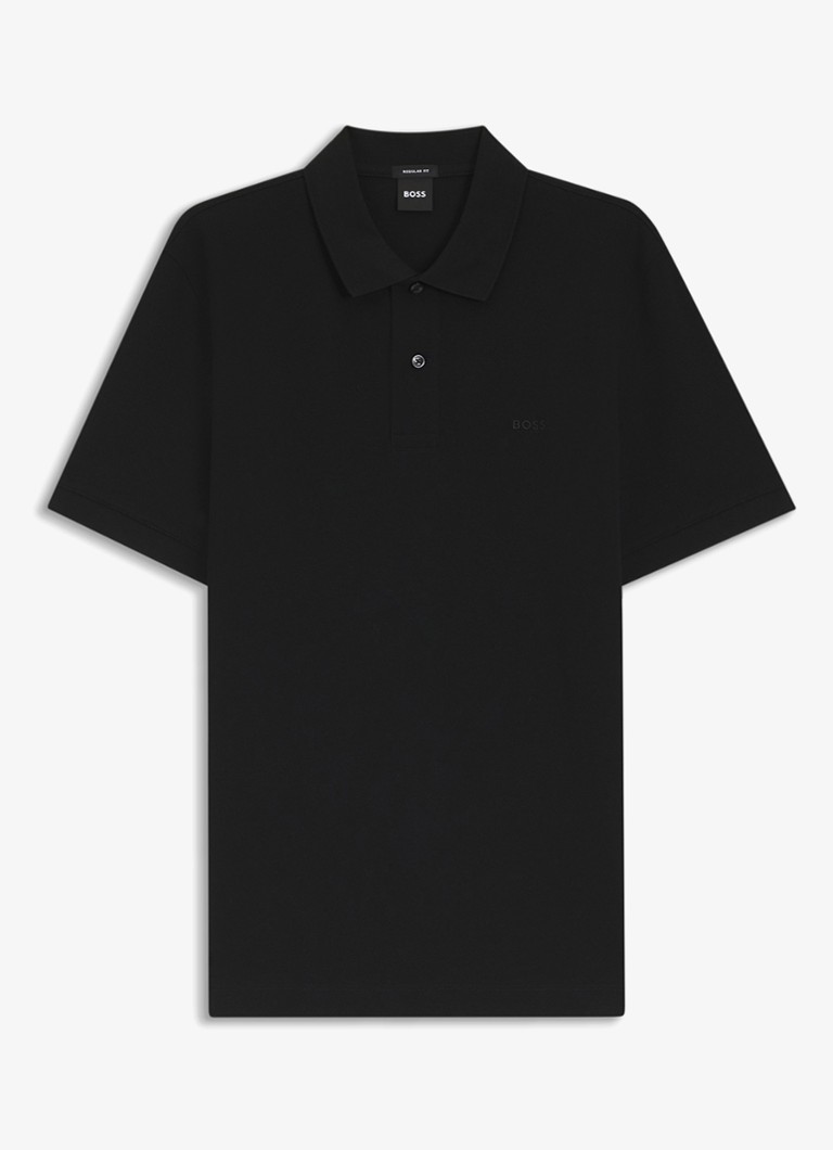 BOSS Heren Pallas-polo van katoenpiqué met logostiksel in de kleur Zwart