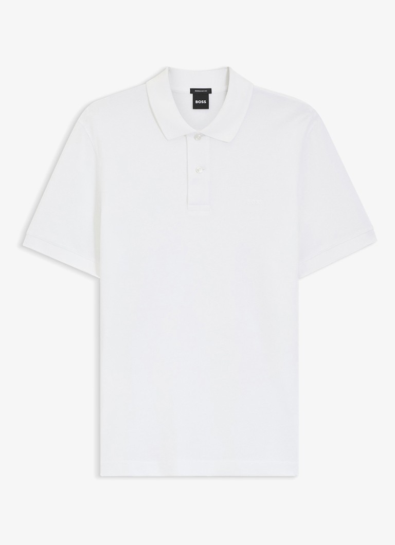 BOSS Heren Pallas-polo van katoenpiqué met logostiksel in de kleur Wit