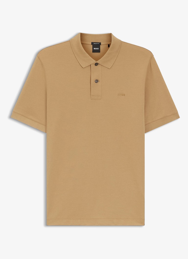 BOSS Heren Pallas-polo van katoenpiqué met logostiksel in de kleur Beige