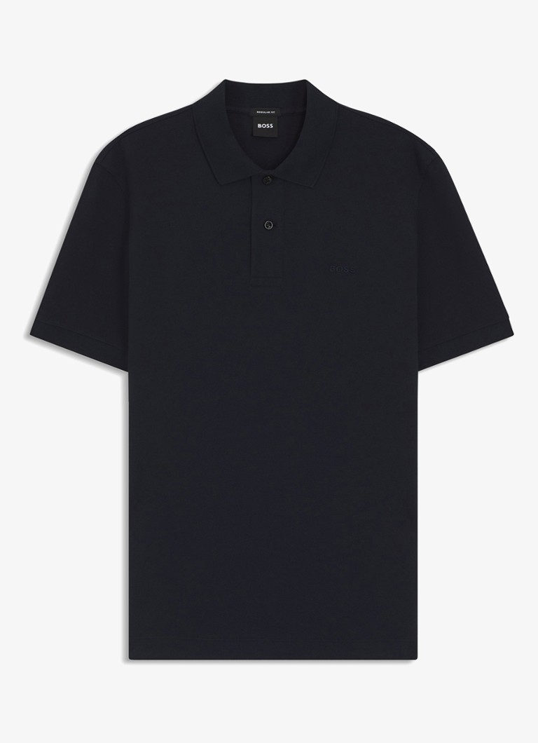 BOSS Heren Pallas-polo van katoenpiqué met logostiksel in de kleur Dark Blue-404 / Blauw