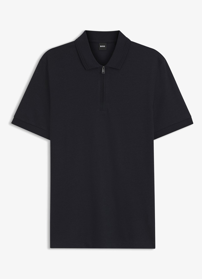 BOSS Heren Regular fit polo met halve rits in de kleur Donkerblauw