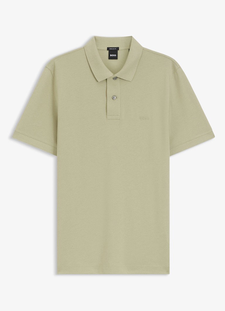 BOSS Heren Pallas-polo van katoenpiqué met logostiksel in de kleur Dark Beige-254 / Beige