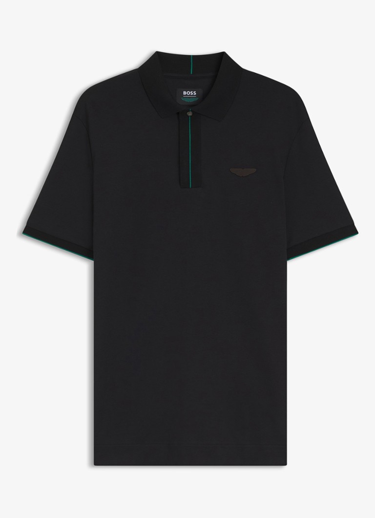BOSS Heren Regular fit polo met logo in de kleur Zwart