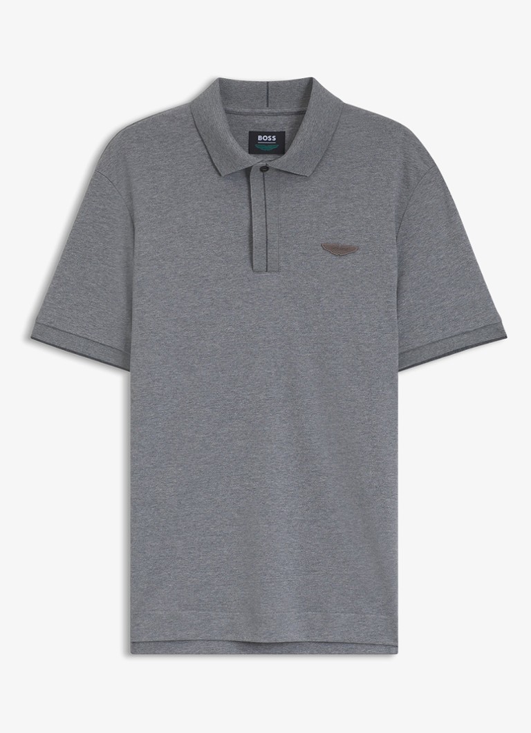 BOSS Heren Regular fit polo met logo in de kleur Middengrijs