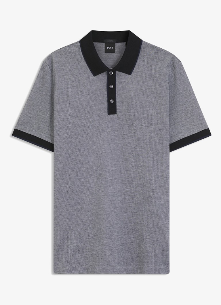 BOSS Heren Regular fit polo met gestreept detail in de kleur Zwart