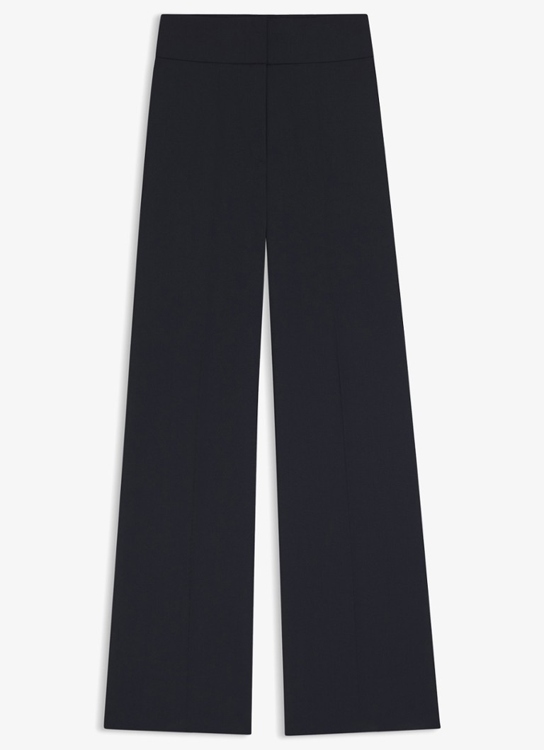 HUGO Dames Himia high waist straight fit pantalon in wolblend met steekzakken in de kleur Donkerblauw