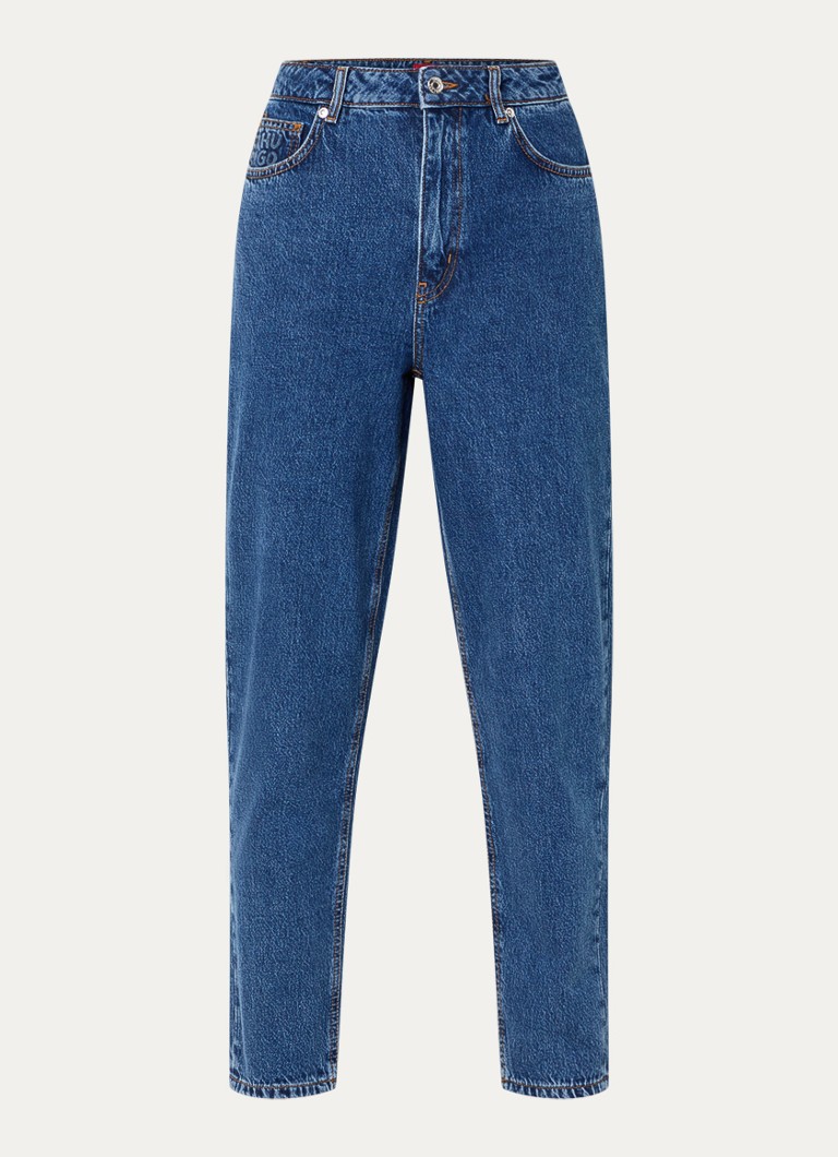 HUGO Dames Garlene high waist cropped straight leg jeans met donkere wassing in de kleur Indigo
