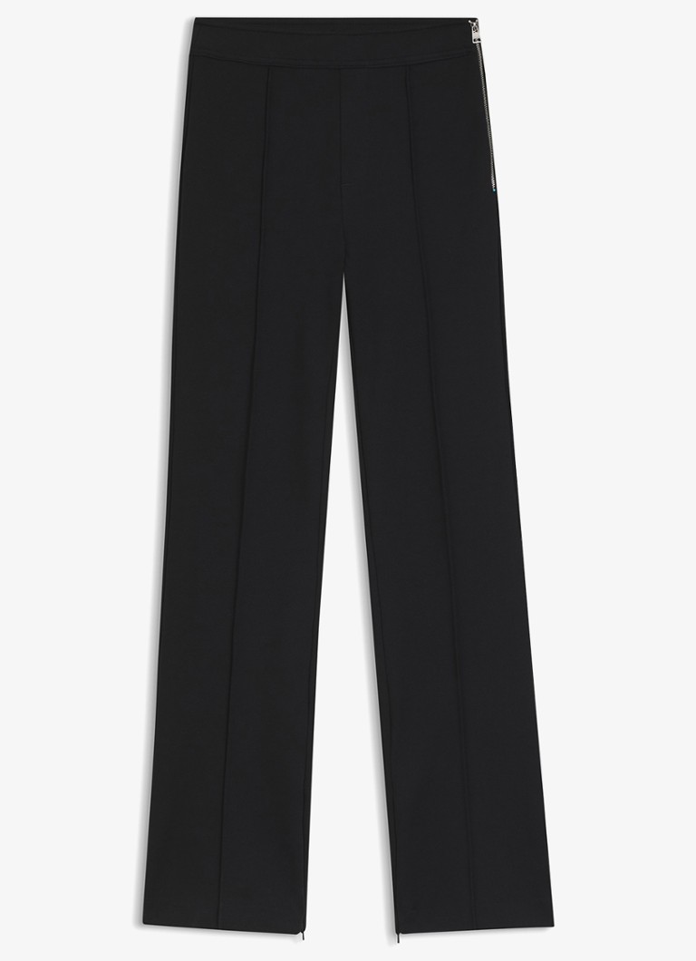 HUGO Dames Nalvasi high waist flared fit pantalon met siernaad in de kleur Zwart
