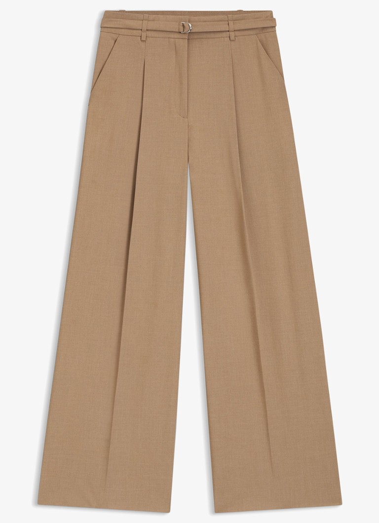 HUGO Dames Pantalon met plooien en ceintuur in de kleur Camel
