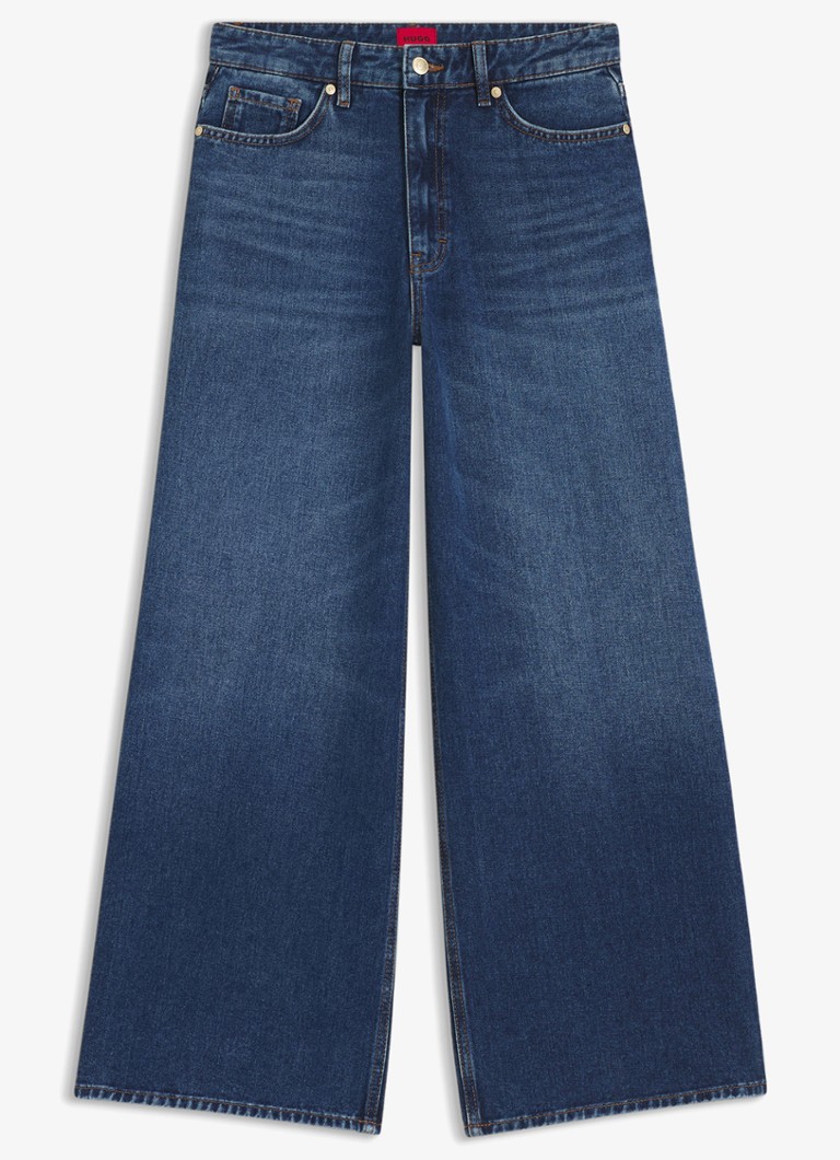 HUGO Dames High waist wide leg jeans met steekzakken in de kleur Indigo